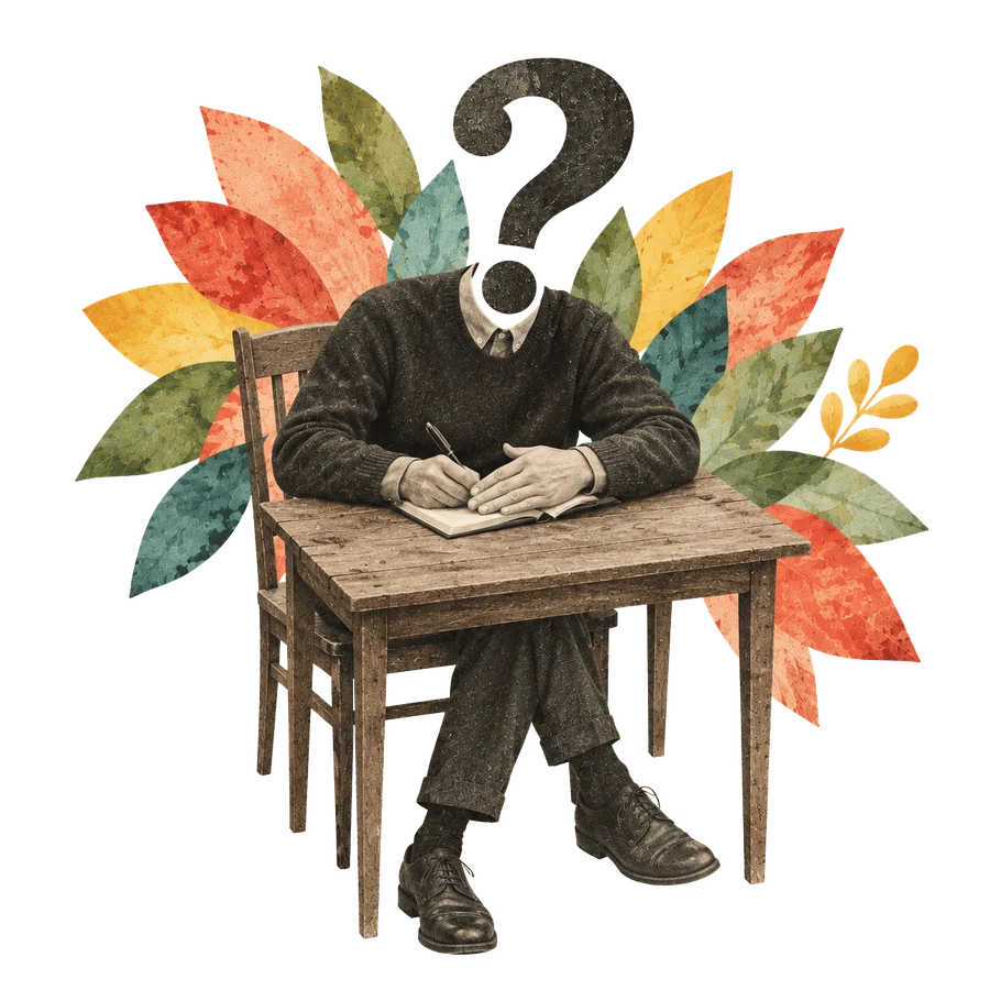 One person alone at a table, writing
